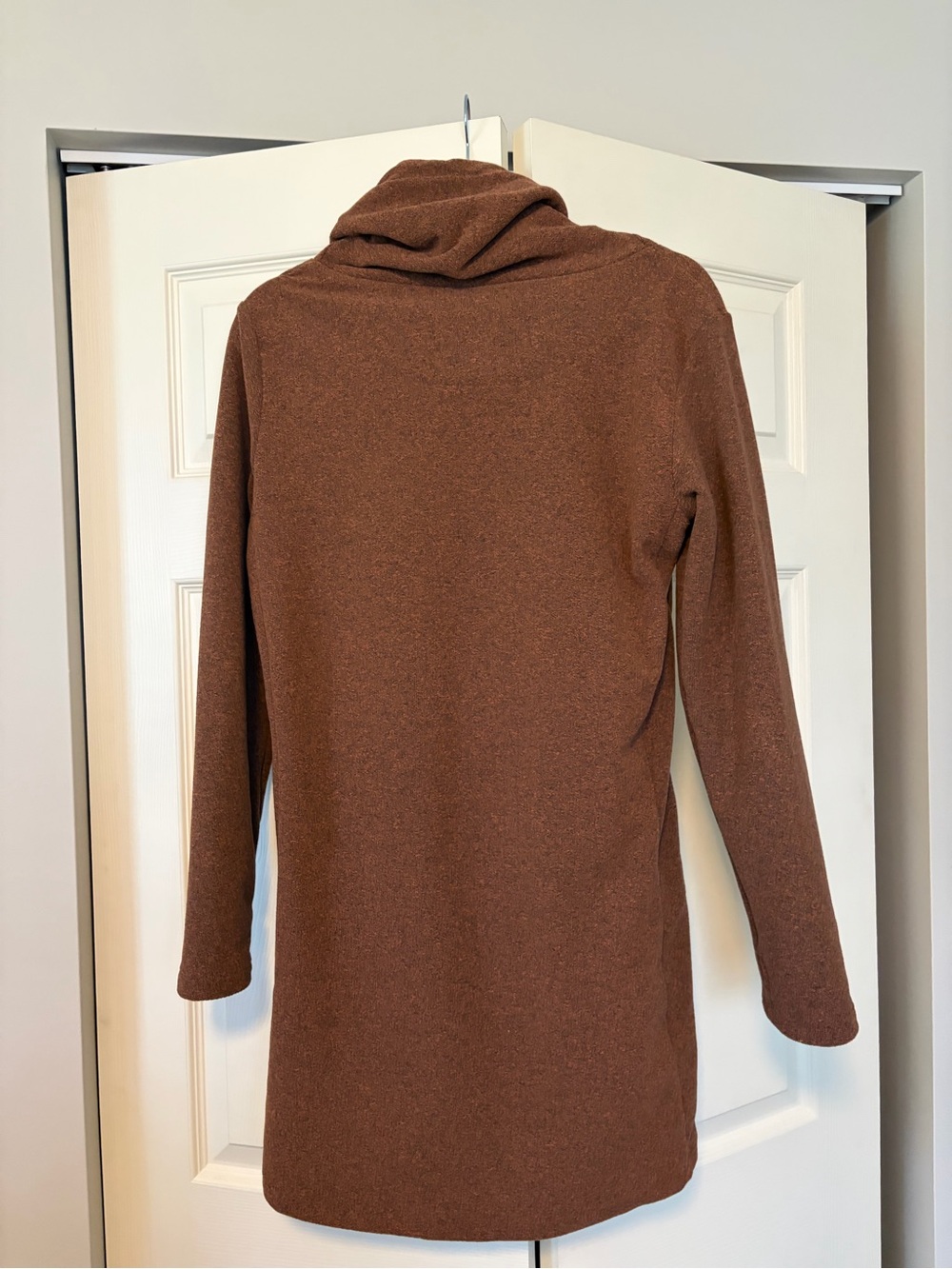 Cozy Brown Cowl-Neck Fleece Tunic Dress - Picture 5 of 5